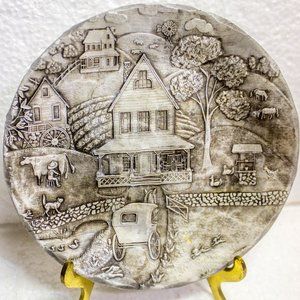 Vintage Small Hand-Hammered Aluminum Plate The Forge Williamsburg VA